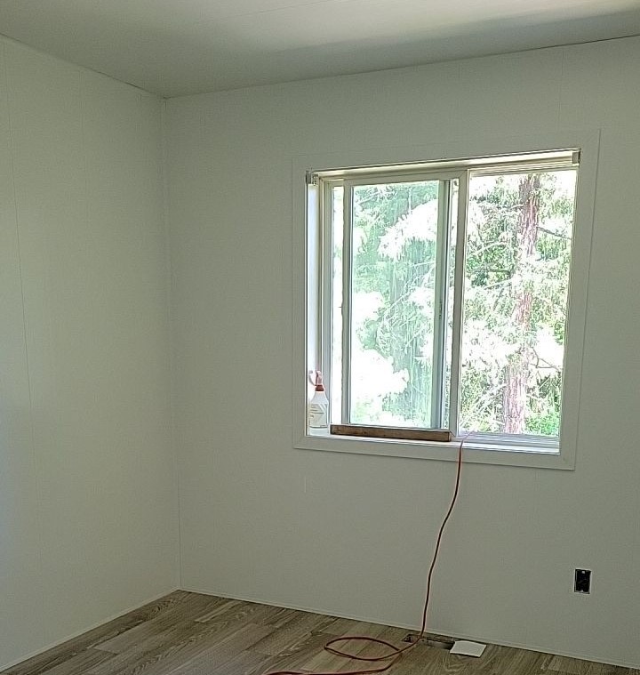 Trusscore installation by VIP Property Restorations in bedroom of Cowichan Valley home